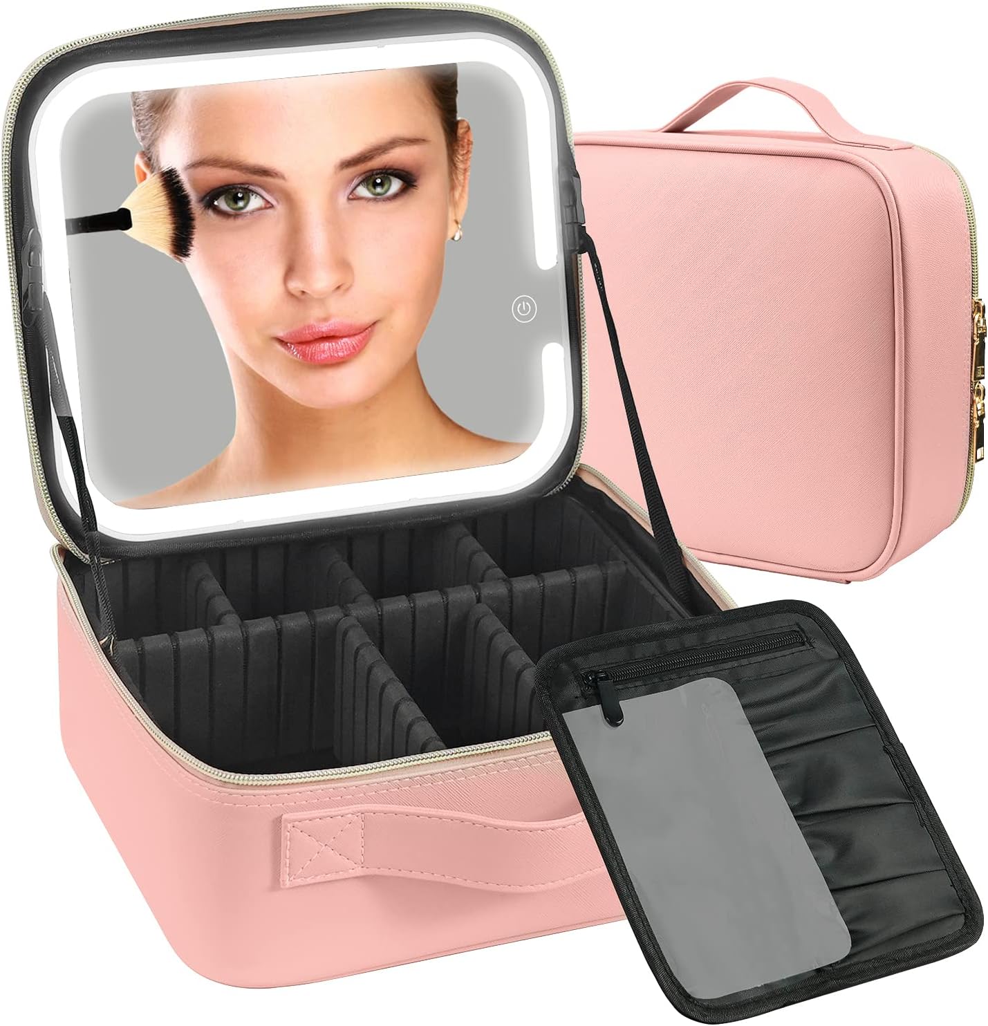 4K silver plated cosmetic mirror makeup travel bag